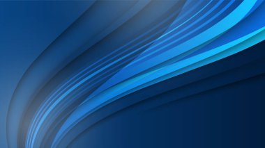 Soyut grafik elementlerle koyu mavi bir arkaplan. Teknoloji konsepti, ışık çizgileri tarzında yaratıcı illüstrasyon. Sunum, afiş, kapak, web, broşür, poster için