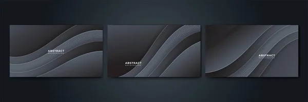 Uppsättning Realistisk Abstrakt Metallisk Mörkgrå Design Bakgrund — Stock vektor
