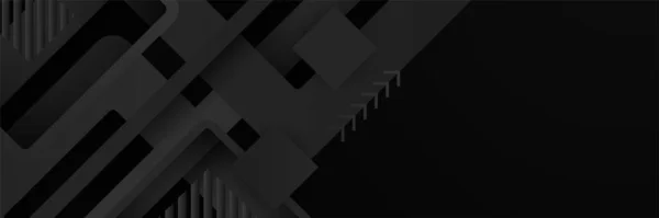 Zwarte Abstracte Banner Achtergrond Donker Diepzwarte Dynamische Vectorachtergrond Met Diagonale — Stockvector