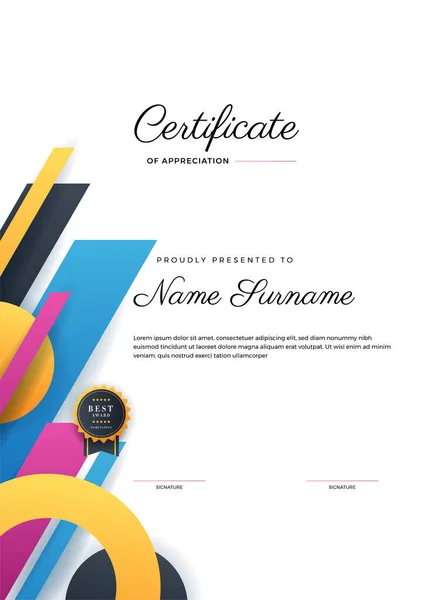 Modern Geometric Colorful Abstract Certificate Design Template — Stock Vector