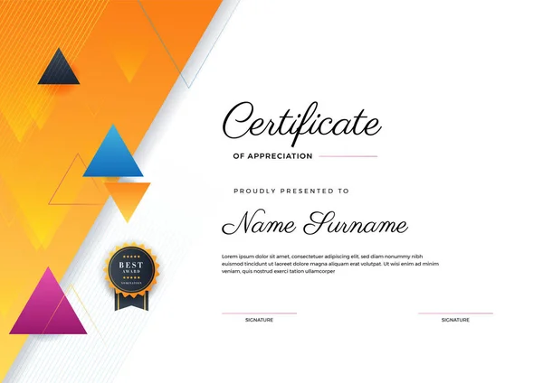 Moderne Geometrische Kleurrijke Abstracte Certificaat Ontwerp Template — Stockvector