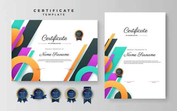 Plantilla Certificado Moderna Con Color Poligonal Dinámico Futurista Fondo Moderno — Archivo Imágenes Vectoriales