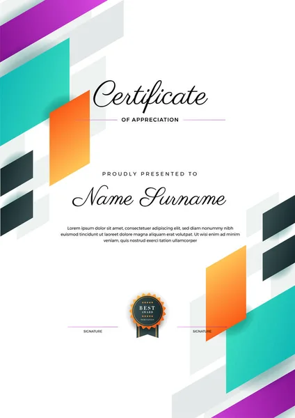 Modern Certificate Template Design Geometric Colorful Abstract Certificate Design Template — Stock Vector