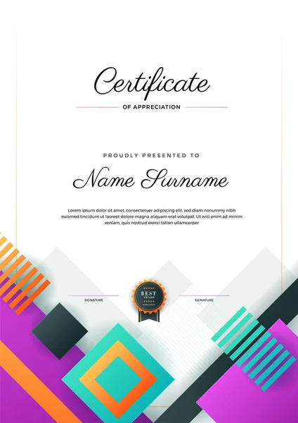 Modern Certificate Template Design Geometric Colorful Abstract Certificate Design Template — Stock Vector