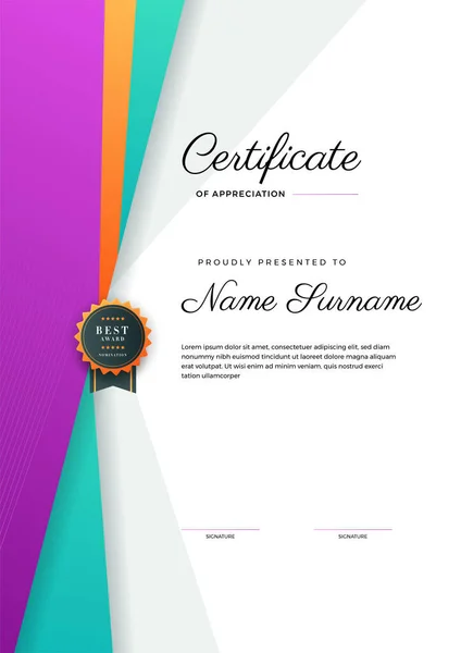 Modern Certificaat Template Ontwerp Geometrische Kleurrijke Abstracte Certificaat Ontwerp Template — Stockvector