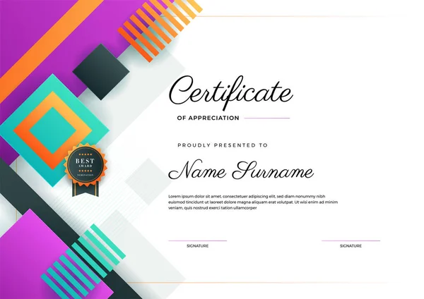 Modern Certificate Template Design Geometric Colorful Abstract Certificate Design Template — Stock Vector