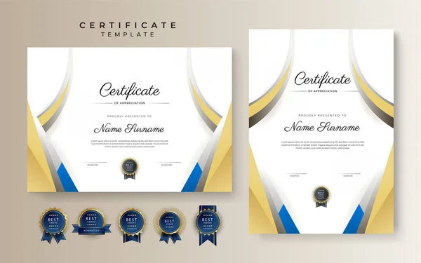 Certificado Marrom Preto Elegante Moderno Modelo Realização Com Crachá Ouro — Vetor de Stock