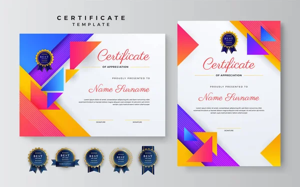 Modern Certificate Template Colorful Abstract Shapes Can Used Business Card — Stock Vector