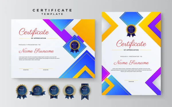 Modèle Certificat Moderne Avec Des Formes Abstraites Colorées Peut Être — Image vectorielle