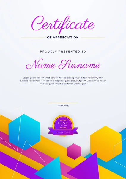 Modern Abstract Colorful Element Certificate Design Template Can Used Business — Stock Vector