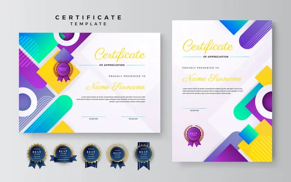 Résumé Moderne Avec Modèle Conception Certificat Élément Coloré Modèle Certificat — Image vectorielle