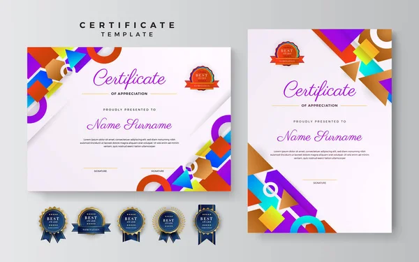 Résumé Moderne Avec Modèle Conception Certificat Élément Coloré Modèle Certificat — Image vectorielle