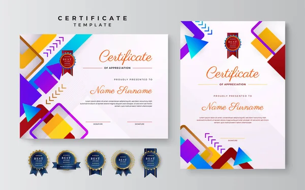 Moderno Resumen Con Plantilla Diseño Certificado Elemento Colorido Plantilla Certificado — Archivo Imágenes Vectoriales