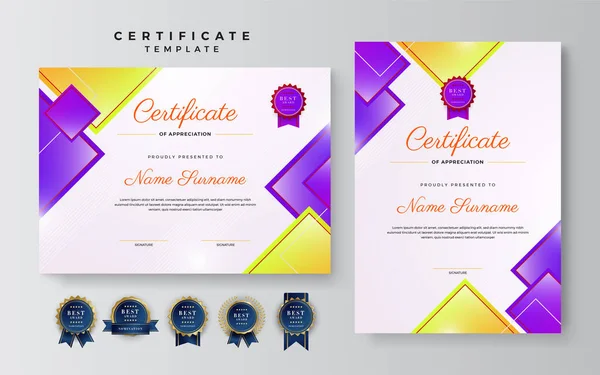 Résumé Moderne Avec Modèle Conception Certificat Élément Coloré Modèle Certificat — Image vectorielle