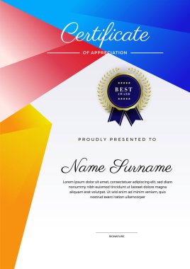 Sertifika şablonu. Modern tasarım veya hediye çeki diploması. Vektör illüstrasyonu.