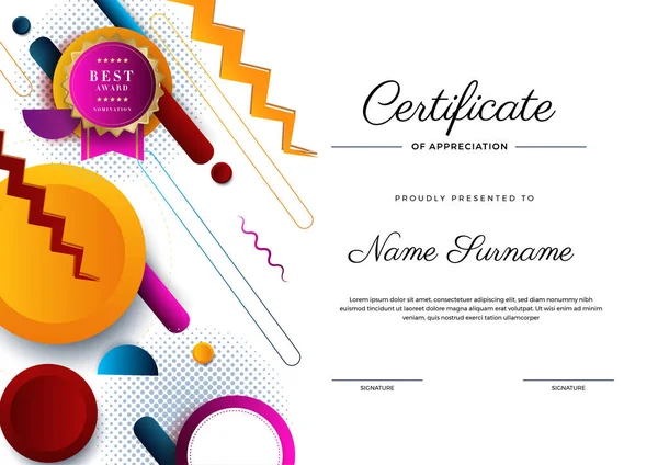 Appreciation Achievement Certificate Template Design Background Suit Business Award Corporate — Stock Vector
