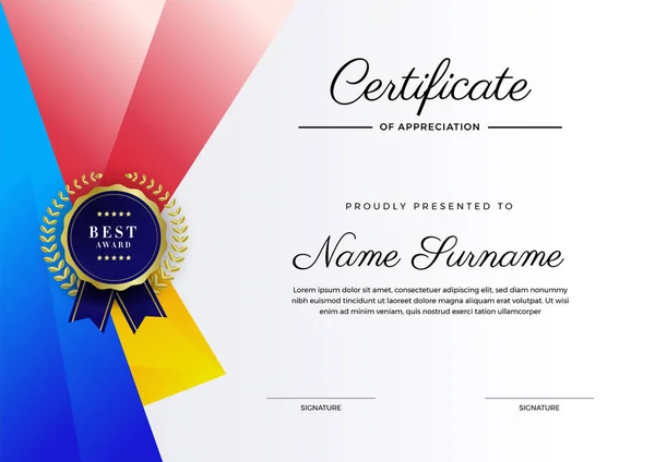 Modèle Certificat Diplôme Design Moderne Certificat Cadeau Illustration Vectorielle — Image vectorielle