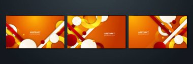 Kırmızı turuncu sarı soyut arkaplan seti ve boş metin alanı. Vektör soyut grafik sunum tasarım sancak şablonu arka plan şablonu.