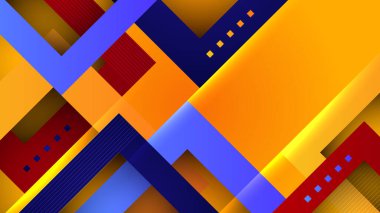 Modern soyut arkaplan hipster tasarımı. Sarı, turuncu ve mavi üst üste bindirme arkaplanı.