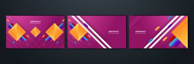 Memphis Geometrict seti ile mor renkli şekil soyut tasarım arkaplanı