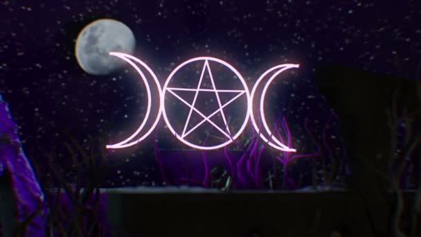 Hekat trippel måne symbolik — Stockvideo