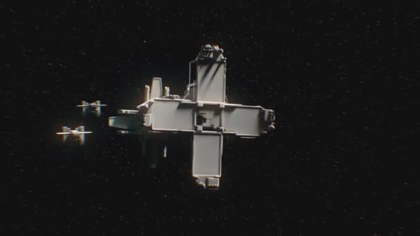 Pesawat ruang angkasa dalam formasi di ruang angkasa — Stok Video