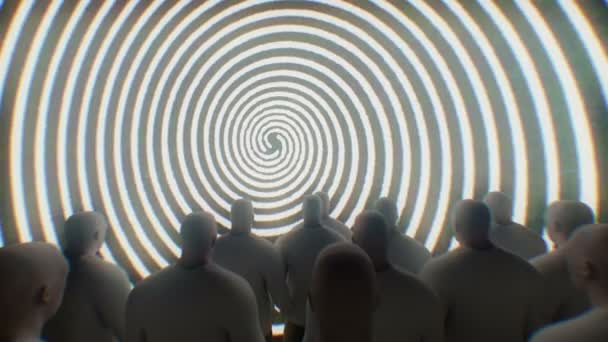 Brainswashed hommes regardant spirale hypnotique — Video