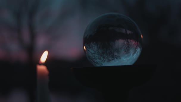 Crystal ball at twilight — Stockvideo