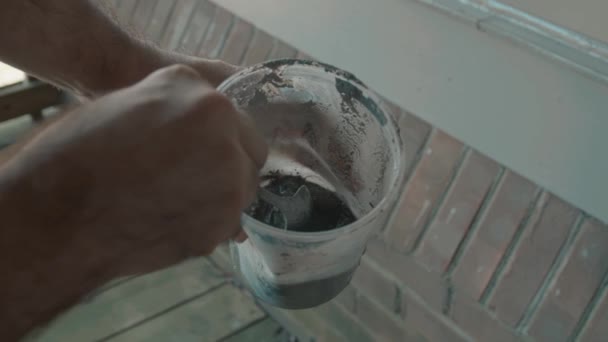 Concrete mix in jar — Stockvideo