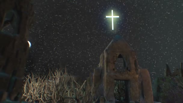 Église en apocalypse ruines de l'église — Video