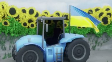 ukrainian tractor with flag