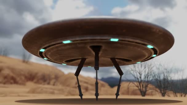 UFO taking off in sky Video de stock