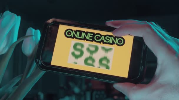 Kasyno Online Hazard App Konceptsymulowany Ekran Telefonu Wideo Stworzony Przeze — Wideo stockowe
