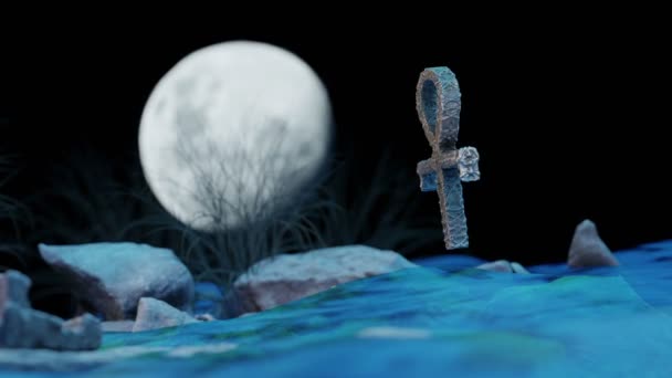 Ankh Symbolism Moon Ancient Symbol Life Force — Stockvideo