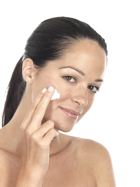 Woman Applying Moisturiser — Stock Photo, Image