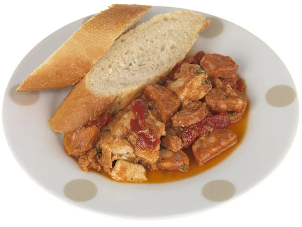 Huhn mit Piquillo-Paprika und Chorizo — Stockfoto