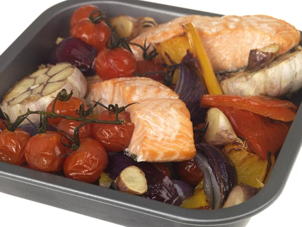Roast Salmon with Vegetables — Stock Photo, Image