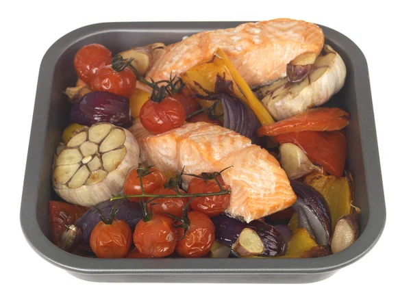 Roast Salmon with Vegetables — Stock Photo, Image