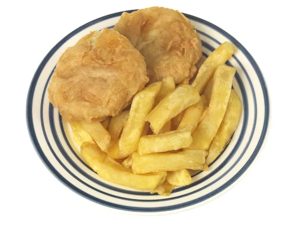 Pastel de pescado y patatas fritas —  Fotos de Stock