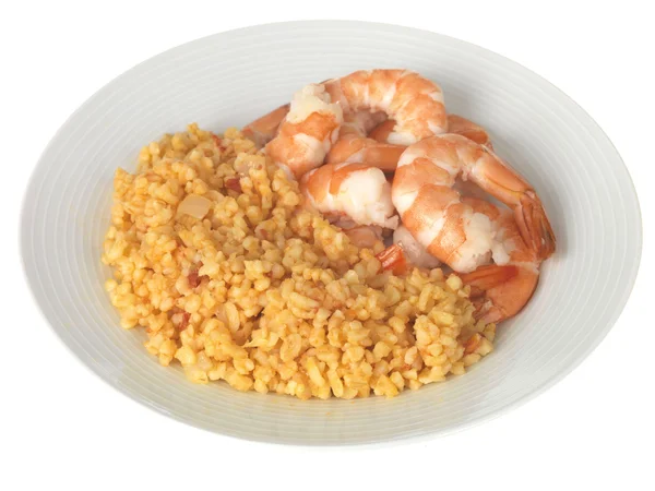 King Prawn with Bulgur Wheat — Stock Photo, Image