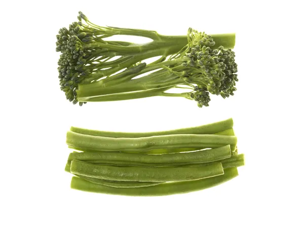Tenderstem brokoli ile ince yeşil fasulye — Stok fotoğraf