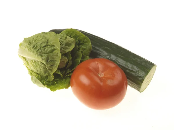 Uborka-paradicsom és saláta — Stock Fotó