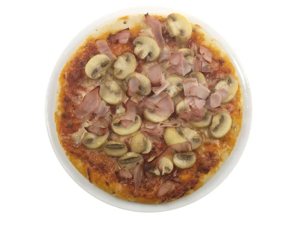 Ham and Mushroom Pizza — Stock Photo, Image
