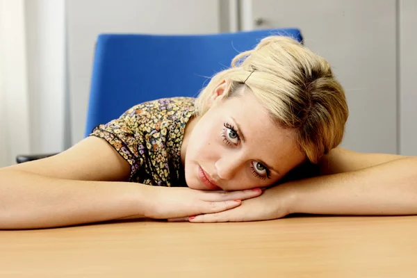 Bored Depressed Young Business Woman — Stock Photo, Image