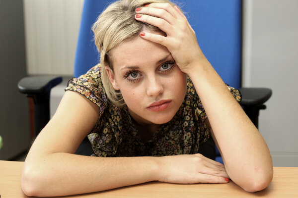 Bored Depressed Young Business Woman