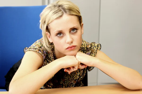 Bored Depressed Young Business Woman Stock Picture