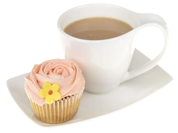 Tasse de thé avec un Cupcake — Photo