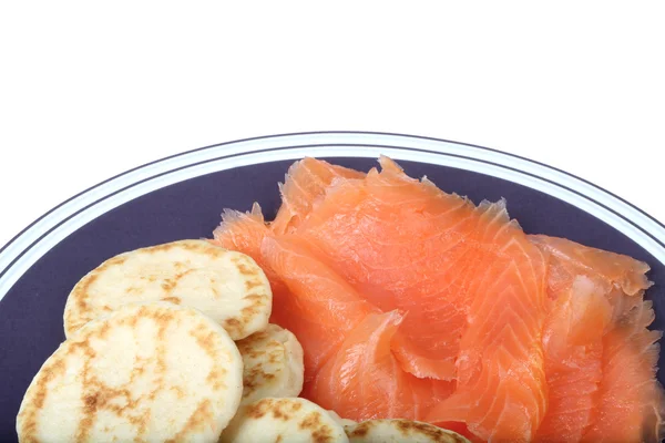 Smoked Salmon with Bilinis — Stock Photo, Image