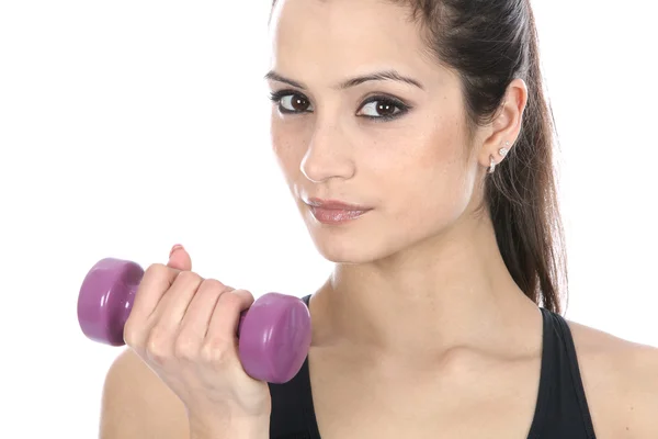 Mujer haciendo ejercicio con pesas de mancuerna —  Fotos de Stock