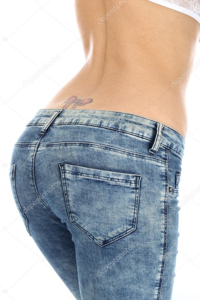 Young Woman Wearing Tight Denim Jeans